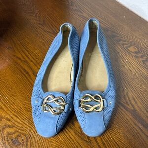Aerosoles Women's Big Bet Ballet Flats Blue with Gold Buckle size 8.5